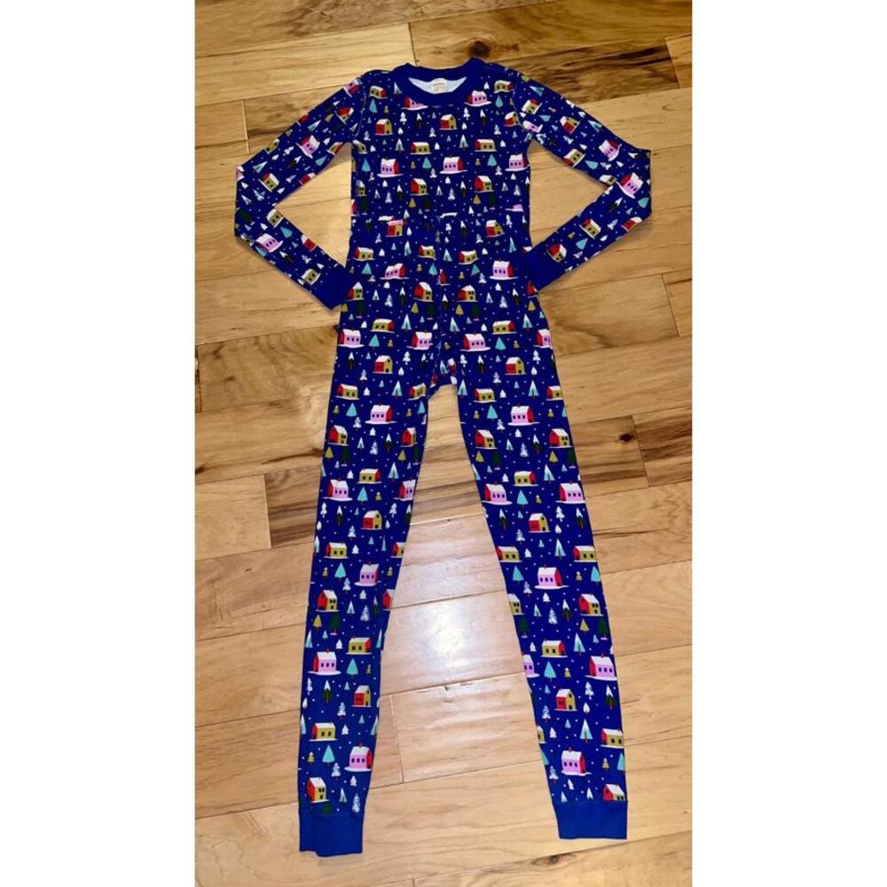 HANNA ANDERSSON KIDS BLUE HOLIDAY PAJAMAS SIZE 14 EXCELLENT COND LD3